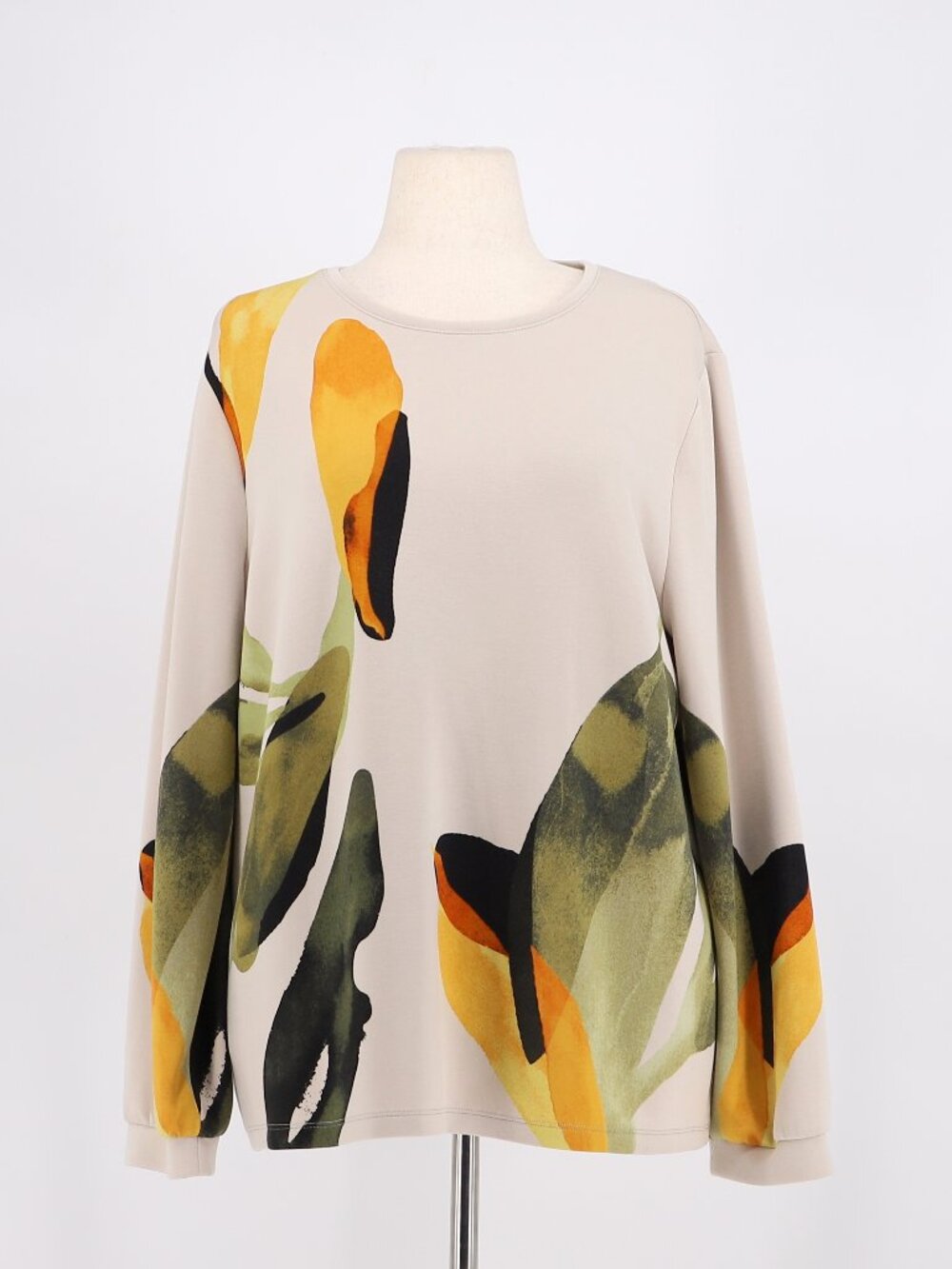CHICO'S Zenergy Soft Scuba Floral Top Smokey Taupeb Size 3/XL